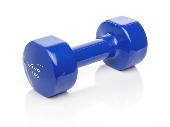 Vinyl Dumbbell 5 kg Dark Blue - sold single - Gym Equipment Dumbbells