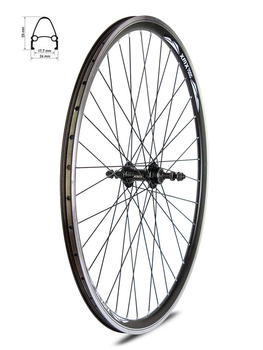 28" Rear Wheel 36H Aluminium Black