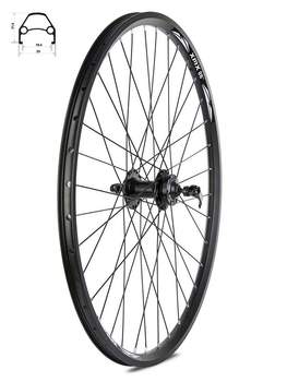 Front wheel 26" Disc XMX-A291QF hub disc brake, ball bearings, rim disc black-black spokes