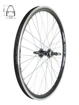 Rear wheel 24" cone black rim, freewheel hub, aluminum black