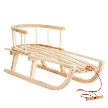 Wooden Sledge with Backrest and Pulling Rope 85 cm