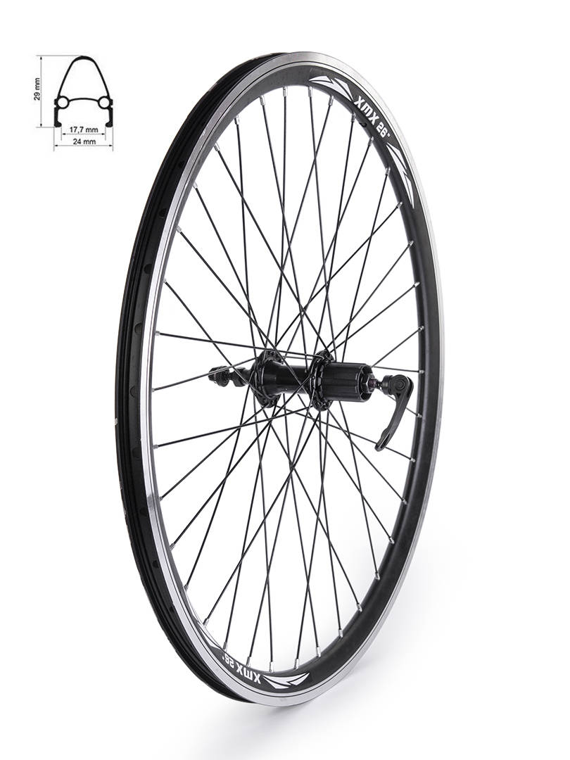 rear bicycle wheel with cassette
