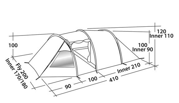 3 Person Tent Easy Camp Spirit 300 - steel blue