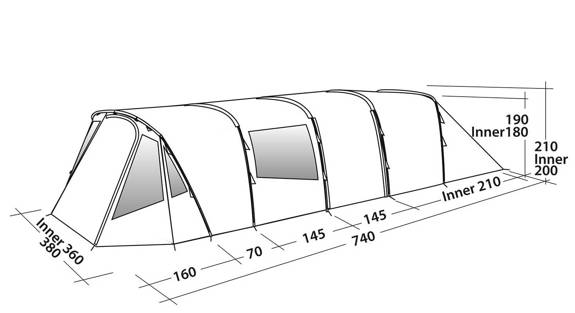 8 - Person Family Tent Easy Camp Palmdale 800 Lux