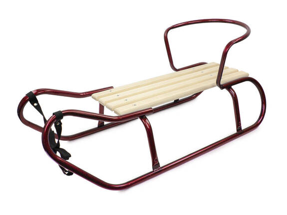 Metal Sledge Sonia Backrest Wooden Seat Pulling Rope Available Blue