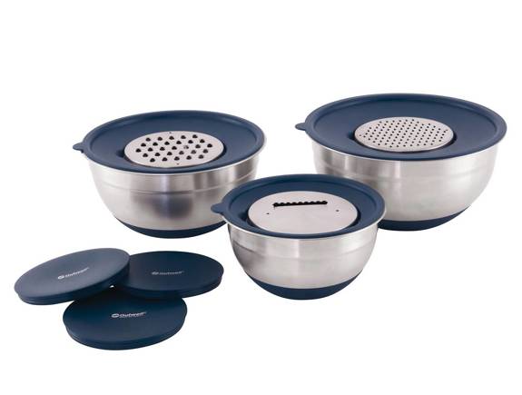 Outwell Chef Bowl Set with Lids & Graters - silver