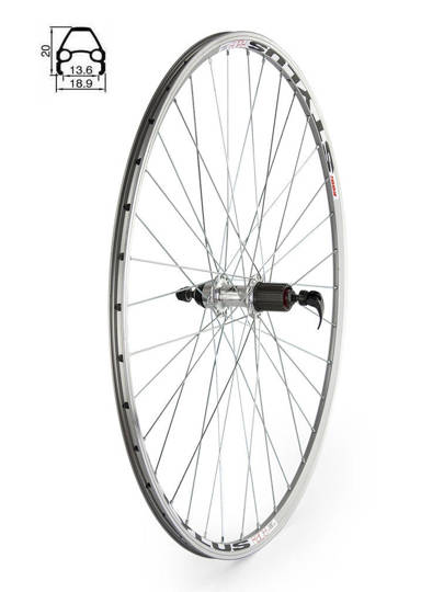 Rear Bicycle Wheel 28" Rodi Stylus Road Rims, hub, 8-9 rows, silver