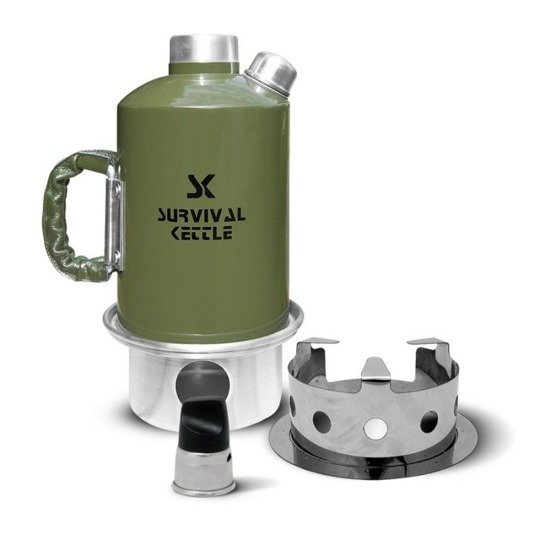 Survival Kettle 1.2 L Green Camping Kettle Carry Bag Leather Handle