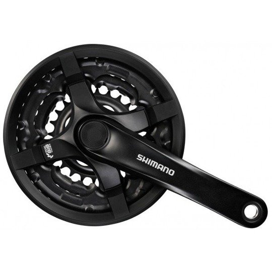 The Shimano FCTY501C244CL 42x34x24T crankset in black with a cover