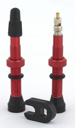 Trezado Tubless Presta Valves - 2 pc Red 80mm 4g 