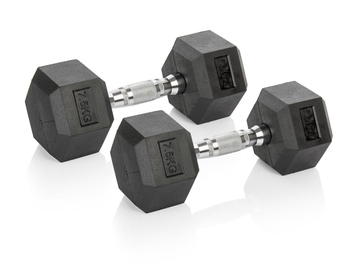 2 x HEXHEAD HANTEL HEX 7.5 KG SCHWARZ HEXAGONAL DUMBBELL