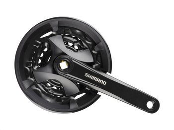 Shimano Kurbelgarnitur 175mm 40 x 30 x 22 mit Kettenblattschutz, Schwarz, 9-Gang