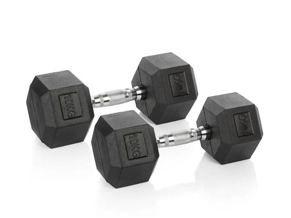 2 x HEXHEAD HANTEL HEX 10 KG SCHWARZ HEXAGONAL DUMBBELL