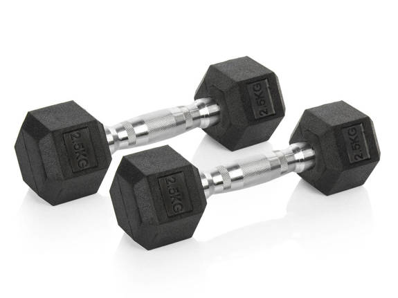 2 x HEXHEAD HANTEL HEX 2.5 KG  SCHWARZ HEXAGONAL DUMBBELL