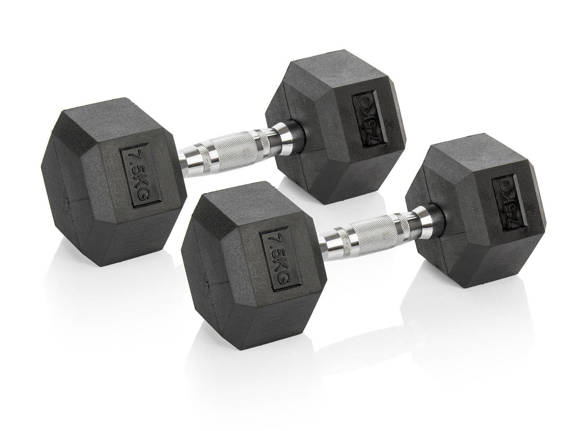 2 x HEXHEAD HANTEL HEX 7.5 KG SCHWARZ HEXAGONAL DUMBBELL