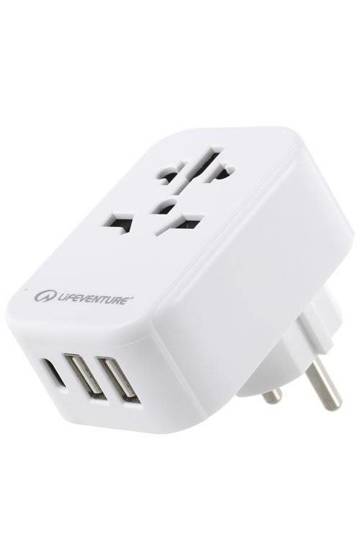 Lifeventure World to Europe Travel Adaptor , USB A, USB C