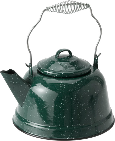 GSI Outdoors Tea Kettle | Enameled Steel 10 Cup Tea Kettle for Outdoor Cooking, Camping, Cabin and Home Kitchen