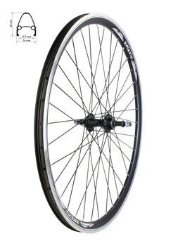 Rear wheel 27.5" black tapered rim, black aluminum hub, nut sealed bearings, black spokes