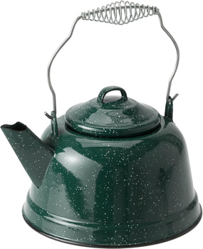 GSI Outdoors Tea Kettle | Enameled Steel 10 Cup Tea Kettle for Outdoor Cooking, Camping, Cabin and Home Kitchen