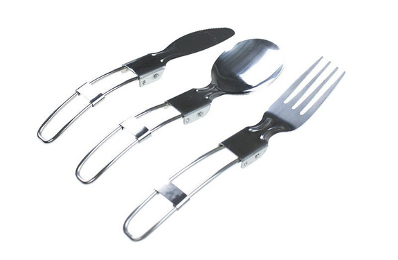 Camping Besteck Rockland Set 3pc aus Edelstahl Klappbares Outdoor Besteckset