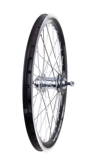 Hinterrad 20" Schwarz, Konische Felge, Selbstsichernde Nabe Velosteel