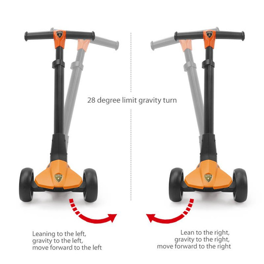 Lamborghini Children's Scooter Gray Flashing Wheels Foldable Push Scooter