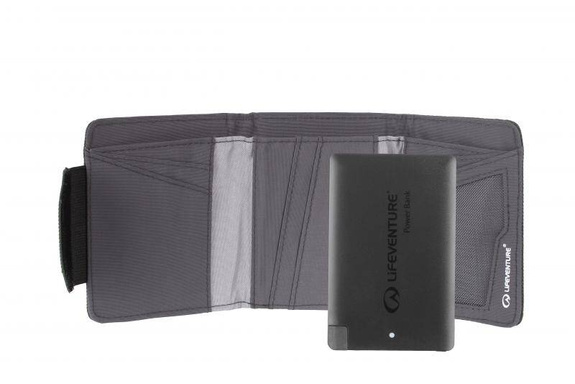 LIFEVENTURE RFiD Charger Wallet with power bank, Recycled, Grey