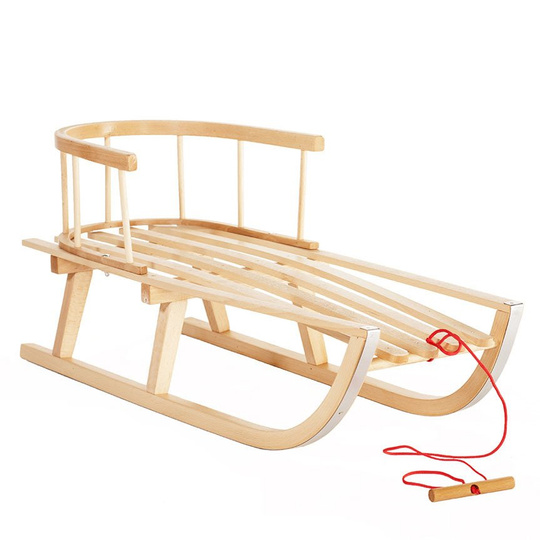 Holzschlitten BabySchlitten Rodeln Schlittenziehseil 85 cm