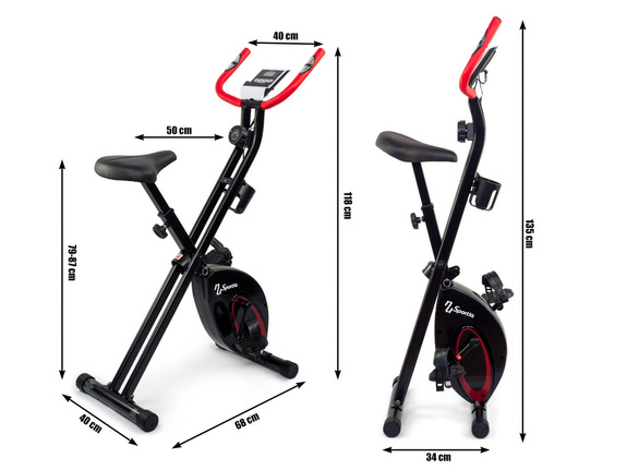 Foldable Exercise Bike Sportia NS-652-VK1  Black - Red Stationary Exercise Bike