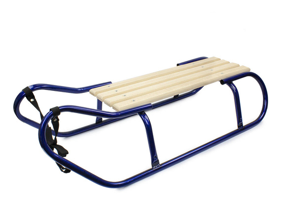 Metal Sledge Sonia Backrest Wooden Seat Pulling Rope Available Blue