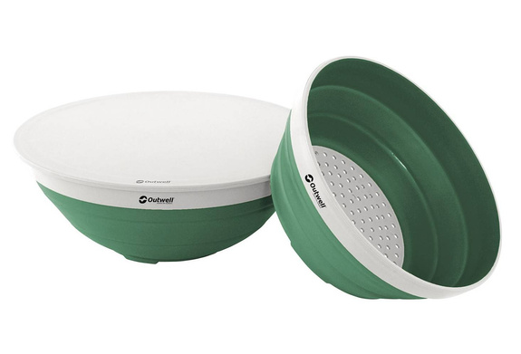 Outwell Collaps Bowl & Colander Set - shadow green