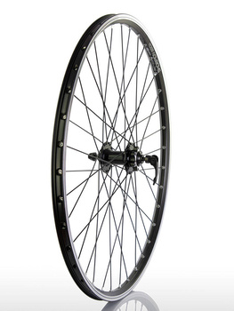 Front wheel 27.5" XMX-A291 hub disc brake, sealed bearings, Rodi Skorpion black rim, black spokes.